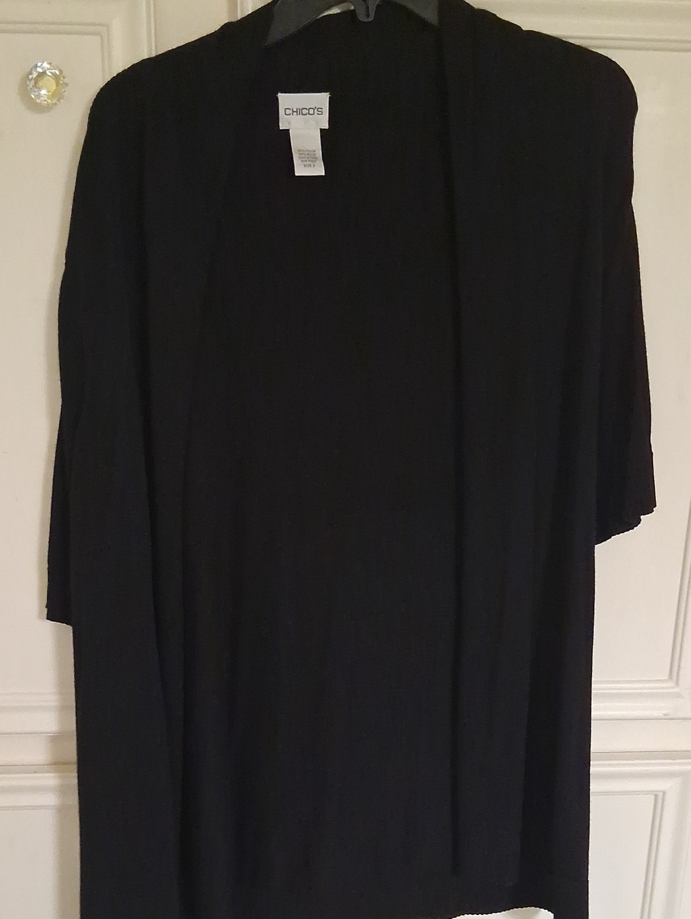 Chico's Black Open-Front Draped Cardigan